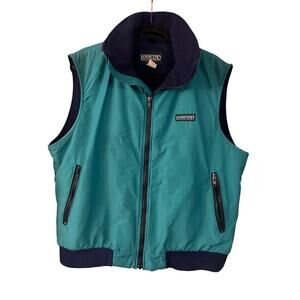 Vintage Lands End Men’s Jacket Vest Adult Large Green Puffer Zip Up Made In USA